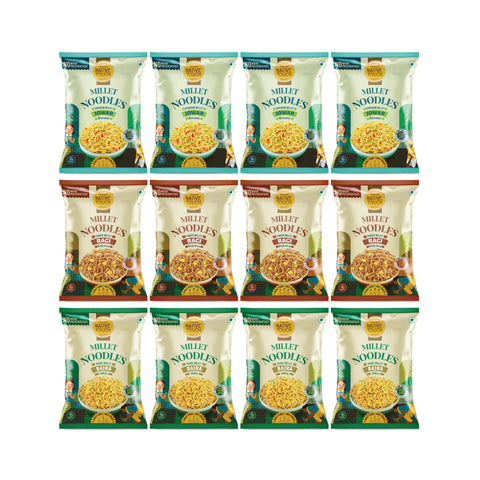 12 Packs of Millet Noodles (Combo) - Jowar, Ragi & Bajra