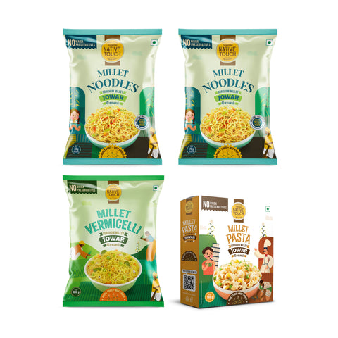 Sorghum Millet - Jowar Combo (2 Noodles 1 Vermicelli 1 Pasta)