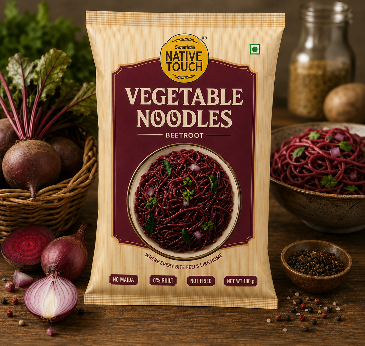 Vegetable Wheat Noodles – Beetroot